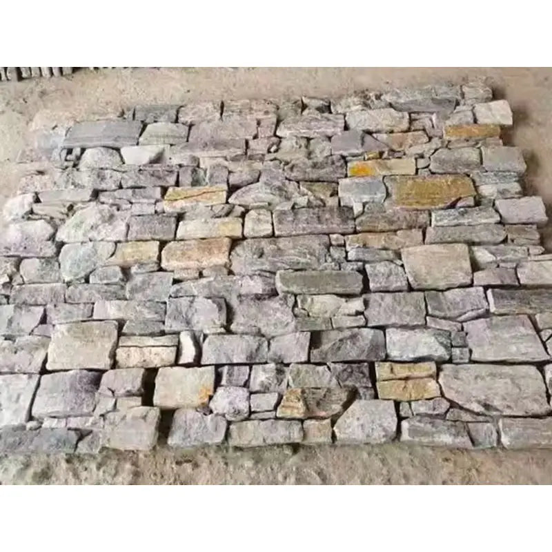 Cheap Exterior Panels Wall Cladding Random Blue Quartzite Natural Back Cement Culture Stone for Fireplace and External Wall