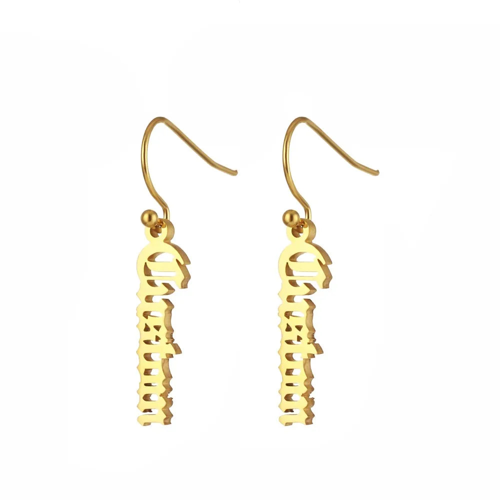 Personalized Old English Name Drop Earring Charm Inspirational Jewelry