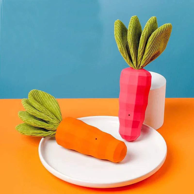 Hot Sale Durable Rubber Carrot Dog Toy Indestructible Interactive Tough Chewer Toy Squeaky Chew Toys for Aggressive Dogs Playing