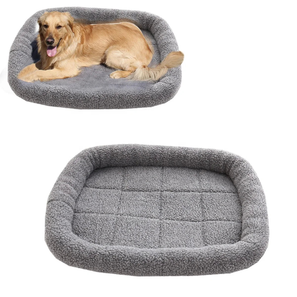 Super Soft Winter Warm Wool Dog Beds Cotton Cashmere Print Removable Cover Floral Pattern Sustainable Breathable for Small