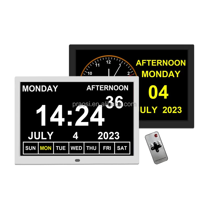 Pros 15 Inch Modern Digital Desk Clock Day Alarm Prayer Azan Medication Reminder for Dementia Patients New Trend Gift Simple