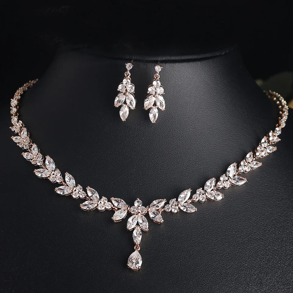 LUOXIN Exquisite Luxury High Quality Water Drop Zircon Bridal Wedding Jewelry Set for Women