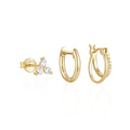 Fashion Earrings Set Jewelry 925 Sterling Silver Flower Clover Diamond Zircon Double Layers Two Lines Gold Plated Hoop Earrings
