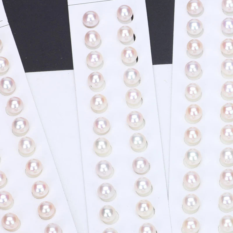 Half Hole Pearl Making Earring Loose Wholesale Cultured Natural Freshwater Pearls White 4.5-5mm Round Pearl Beads
