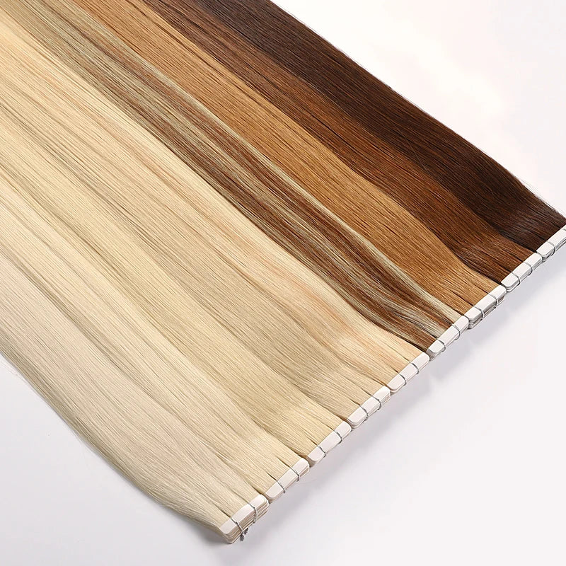 22 Inch 1001 Tape Hair Extensions Double Drawn Straight 100% Remy Virgin Russian Invisible Tape in Hair Extensions 100human Hair