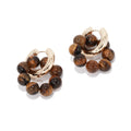 MAIOU Trendy Vintage Designer Natural Stone Handmade Tiger Eye Beaded Hoop Earrings Jewelry for Women Anniversary