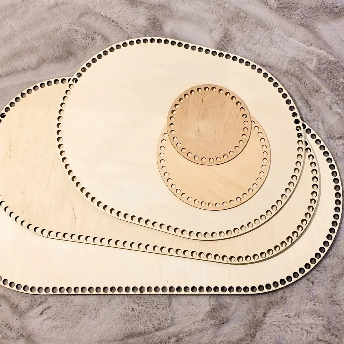 Custom Manufacturing Wooden Basket Bottoms Crochet Basket Rounded Plywood Wood Base for Crochet Basket