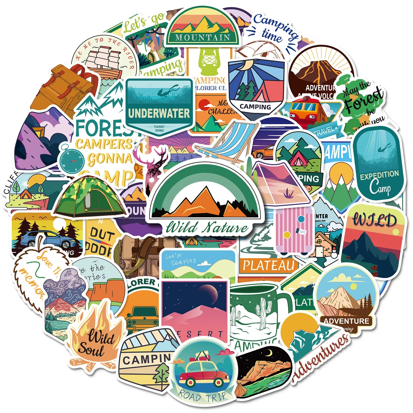 50PCS Tourism wild nature travel outdoor hiking camping sticker