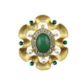 YQ0034 Hot Selling Fashion Geometric Green Brooches Women Alloy Gold Brooch Pin