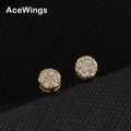 E062 5mm  Stud Earrings Brass CZ Round Earrings Fashion Jewelry for Women