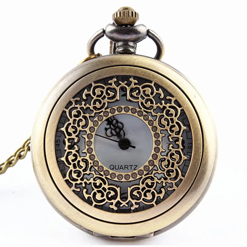 Hollow Quartz Watch Vintage Hand Flower Big Size Pocket Watches