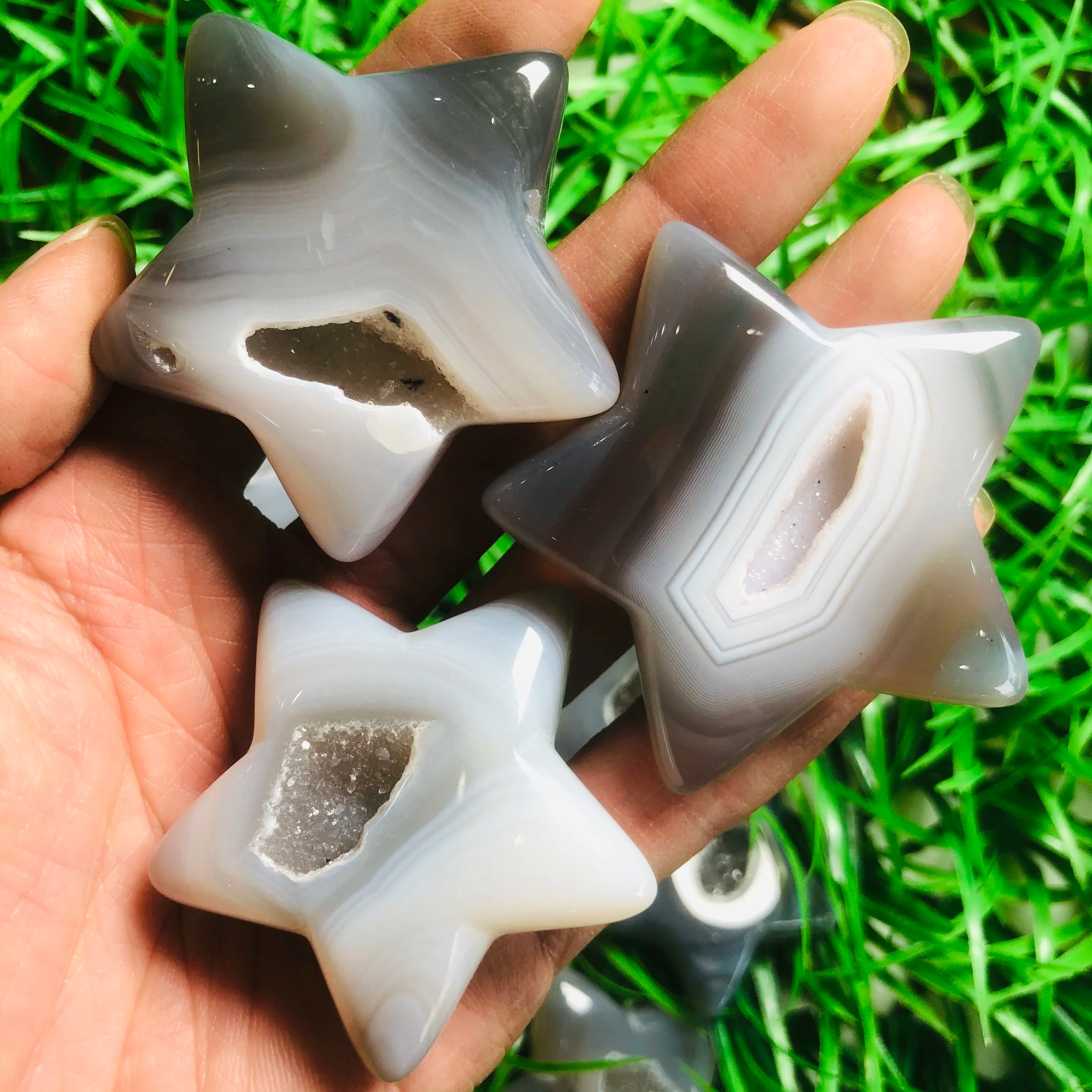 Wholesale Natural Healing Crystal Druzy Agate Star Shape Fengshui Spiritual Gemstone Folk Crafts for Gifts