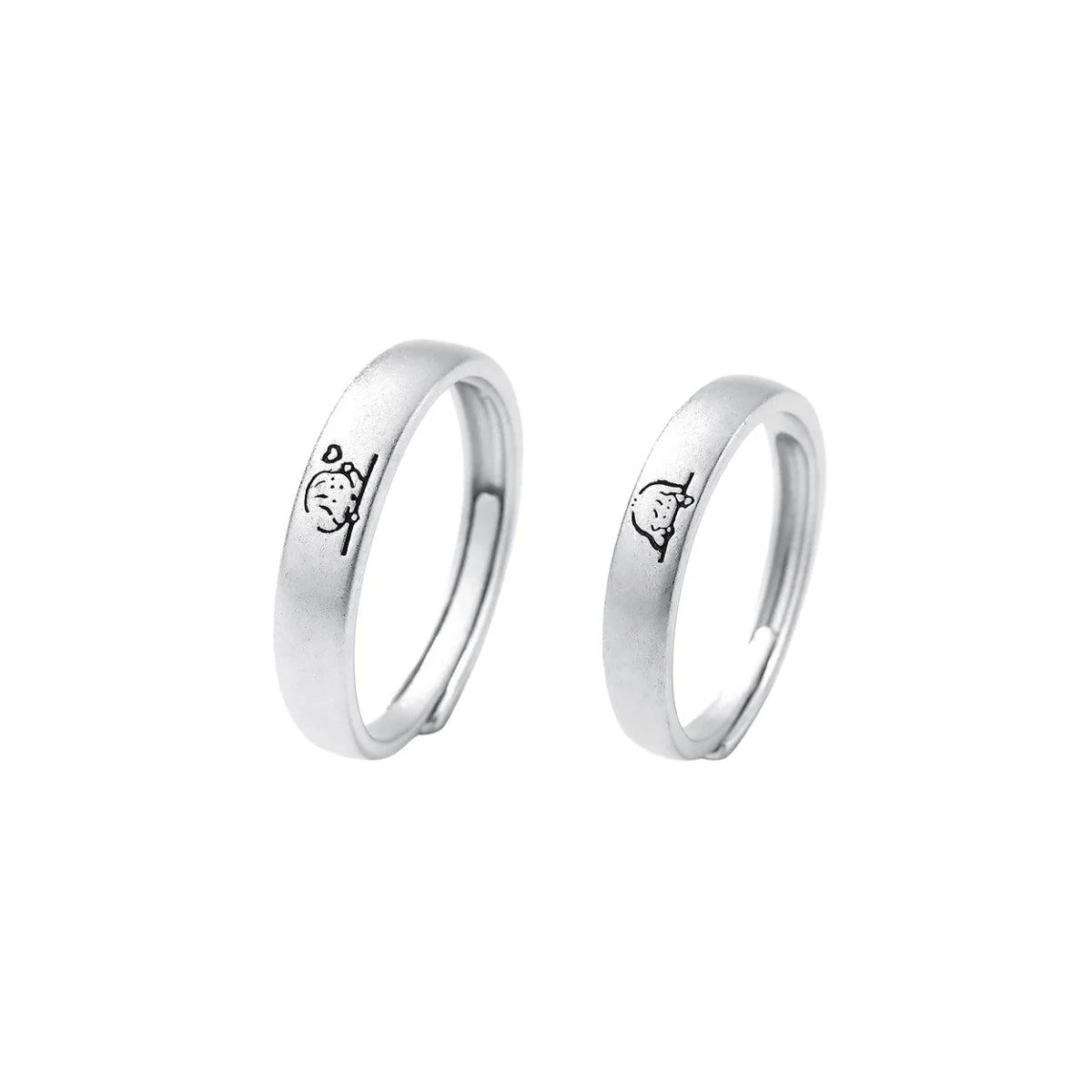 Birthday Gift Engraved Opening Rings Versatile Couples Rings Fashion Simple 925 Sterling Silver Rings Gift Fine Jewelry