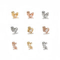 18k Gold Plated Heart Butterfly Moon and Star Ear Bone Stud Creative Jewelry Minimalist Niche 3A Zircon Piercing Jewelry