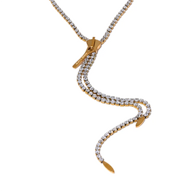 JINYOU 2973 Luxury Shiny Cubic Zirconia Stainless Steel Zip Sweater Chain Long Necklace Fashion Gold Color Premium Jewelry High-