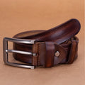 Manufacturer Customized Men's Premium Full Grain Cow Hide Vegetable Tanned Business Retro Leather Alloy Pin Buckle 3.8cm Width