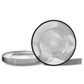 Silver Ribbed Glass Dinnerware Gold Rim Vertical Stripes Black Rim Charger Plates for Weddings Tableware-Minimum Order 100pcs