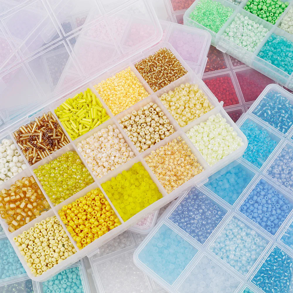 Hot Sale 15 Grids Spring Colors Mixed Size Seed Bead Sets with Tools for Mini Glass Seed Bead Kit