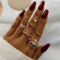 European American Retro New Personality Knuckle Ring Set God's Eye Love Zircon Mid Rings Set for Women