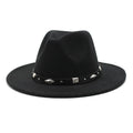 Wholesale Rivets Diamond Silver Metal Pearls Ribbon Western Spiked Straps Design Fashion Women Men Wide Brim Black Fedora Hat