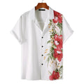 Summer Flower Print Shirt Vintage Men Casual Hawaiian Turn-down Collar Short Sleeve Button Down Shirt for Men