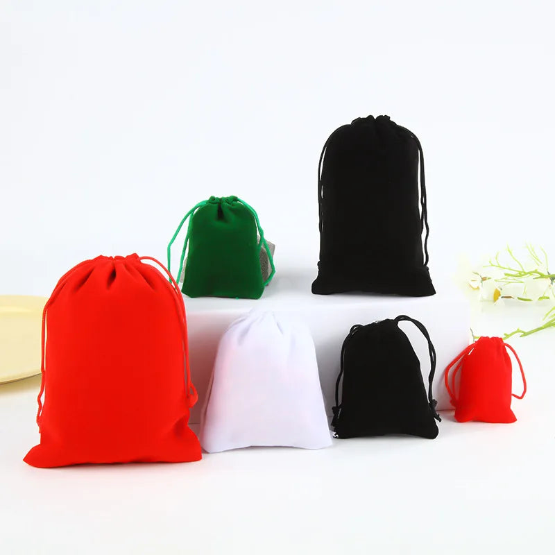 Wholesale Velvet Pouches for Jewelry Combs Accessories Storage Portable Power Banks Silky Double-Drawstring Small Velvet Bags