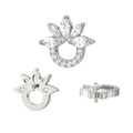 GZN Titanium CNC Set 5 Marquise CZ and CZ Semicircle 16G Internally Threaded Lip Ring Earring