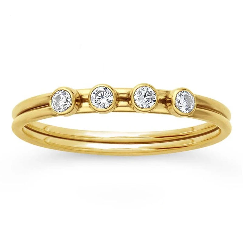 Band Stacking Minimalist 14k Gold Filled CZ Stone Ring