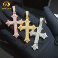 Hip Hop Bling Iced Out Jewelry Popular Special 925 Sterling Silver Gold Plated Cross VVS Moissanite Pendant