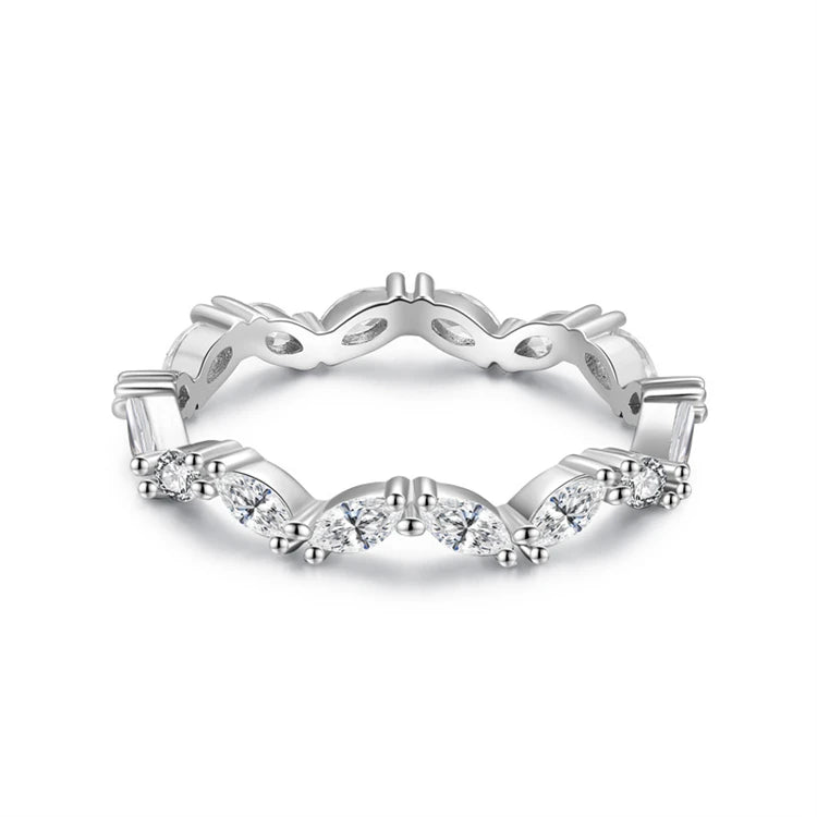Luxury Jewelry 925 Sterling Silver Engagement 5A Cubic Zirconia Wave Shape Finger Rings for Women