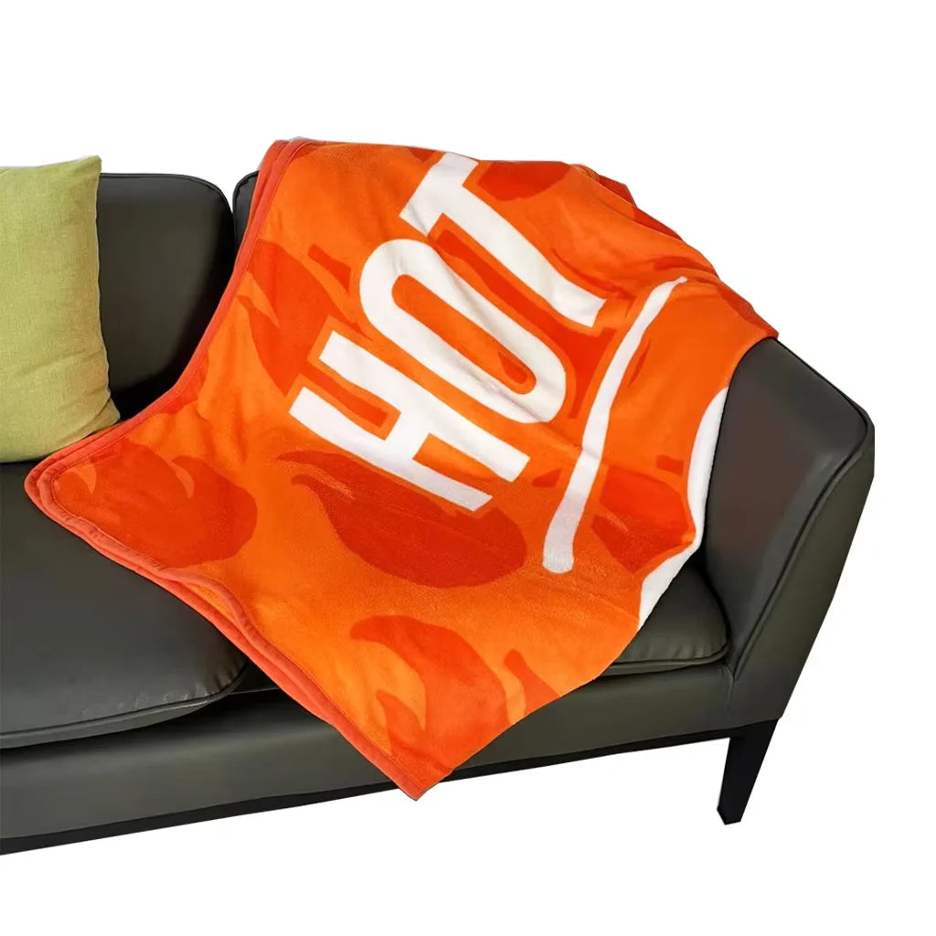Custom Logo Plush Throw Blanket Flannel Towel Polyester Blanket for Couch