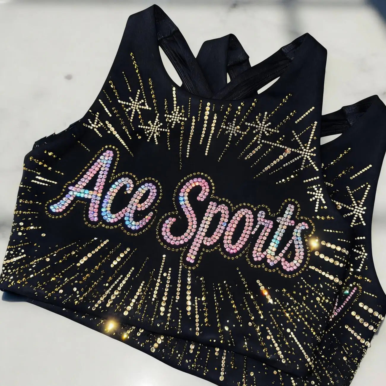 Custom Sexy Girl Cheerleader Costume Hot Spandex Child Uniforms with Rhinestone Printed Techniques Sublimation Set