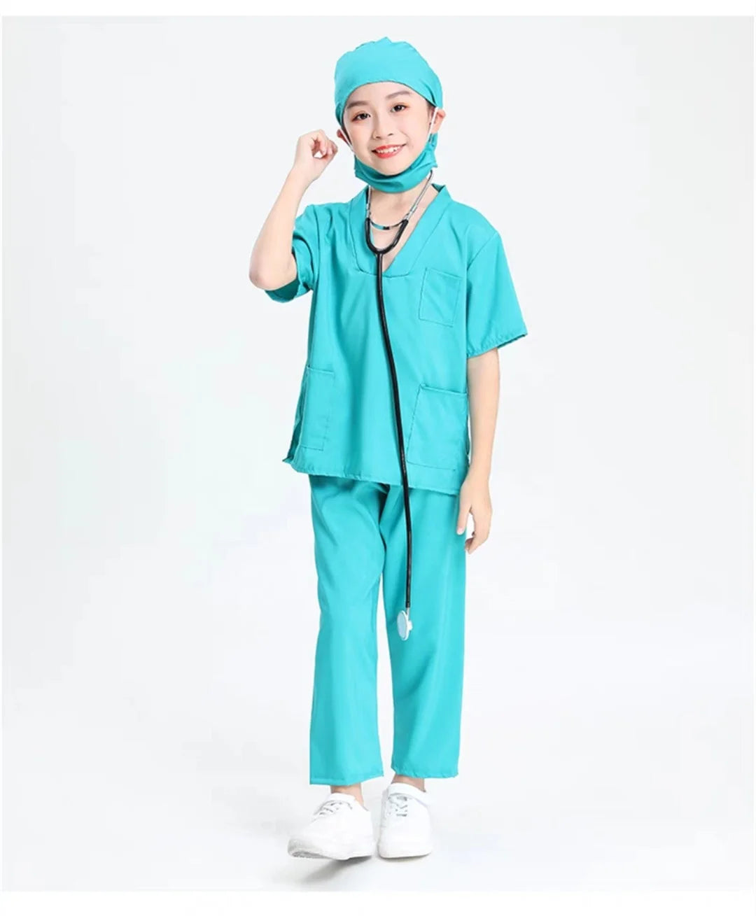 Doctor Costume for Kids Scrubs Pants with Accessories Set Toddler Children Cosplay 3-11 Years