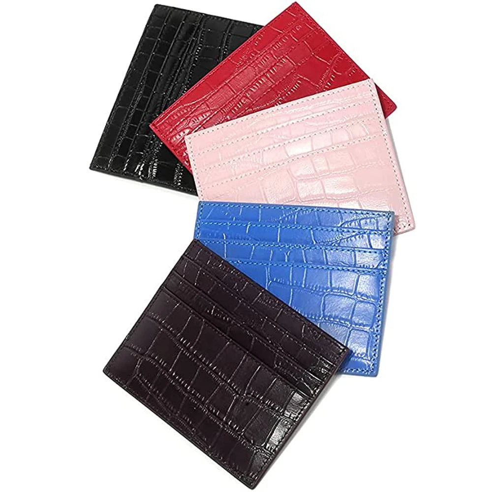 RFID Crocodile Pattern Genuine Leather Credit Card Holder Wallet Men Women Business Card Wallet with Card Slots Slim Cardholder