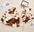 Women and Kids Long Sleeve Fuzzy Fleece Sweatshirt Winter Half Zipper Cow Leopard Print Mom and Me Hoodies Sherpa Pullover
