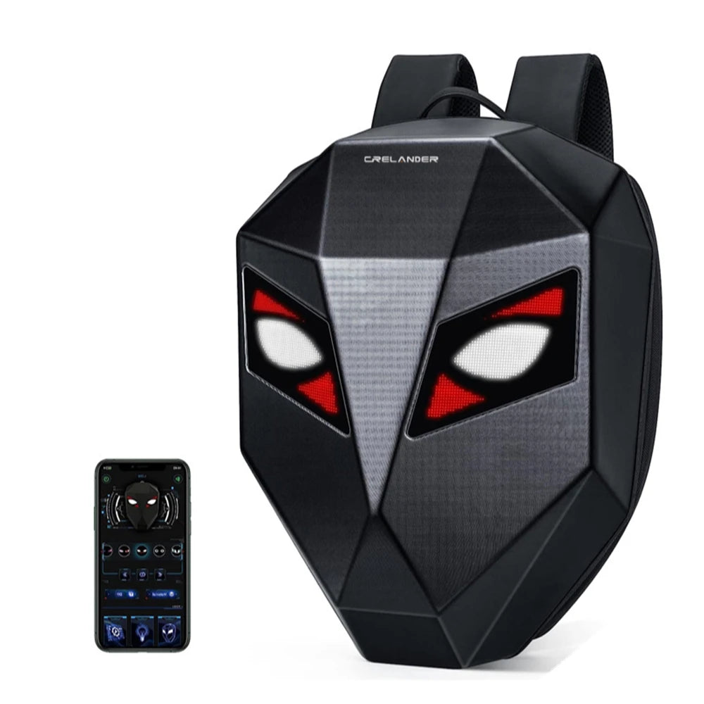 CRELANDER LED Knight Backpack Waterproof Hard Shell Laptop Motorcycle Backpack Travel Bag LED Backpack Eyes