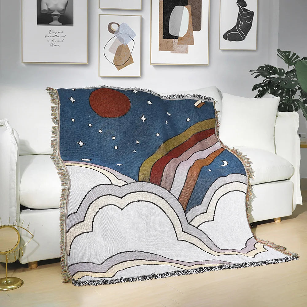 Jacquard Woven Throw Rug Blanket Outdoor Wholesale Custom Art Home Decor