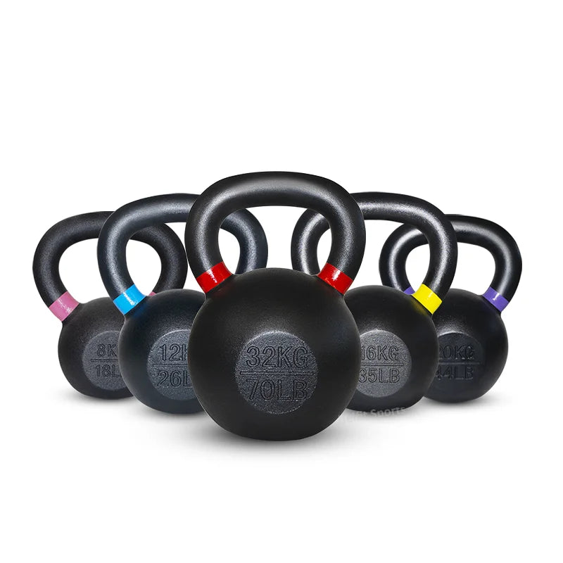 Tellus Fitness Powder Coated Cast Iron Kettlebell Strength Training Kettlebells Weight Set for Full Body Workout
