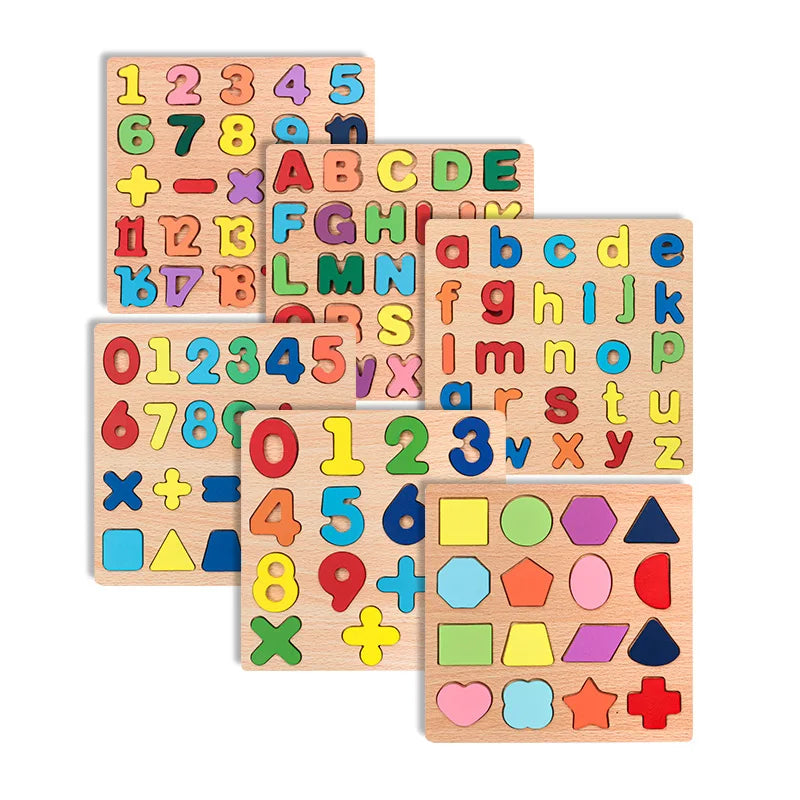 Children's Educational Early Education Toys Kindergarten Digital Building Blocks Jigsaw Shape Letters Wooden Toys