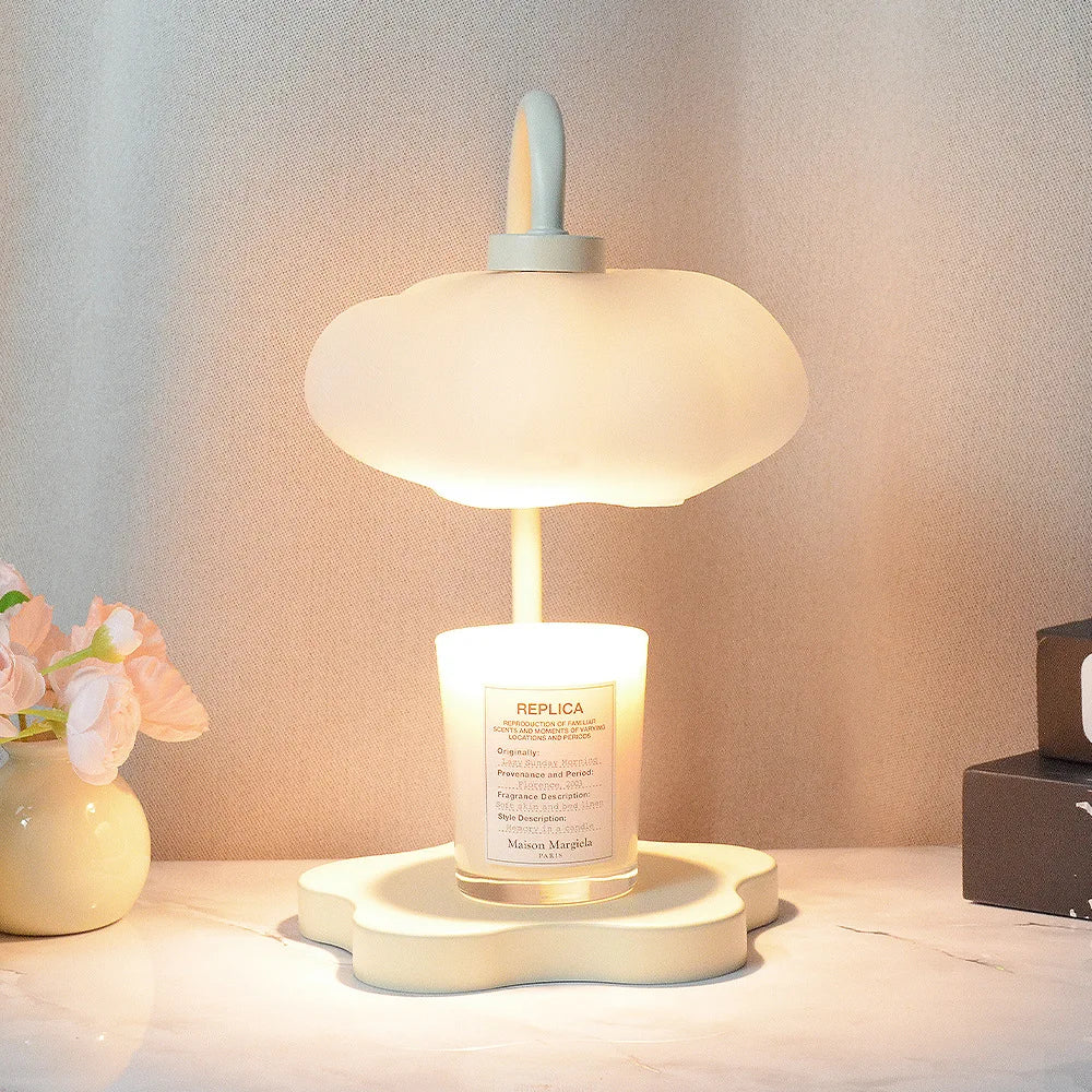 Creative Cloud Wax Lamp with Timing and Dimming Ambient Night Light Fragrance Wax Candle Desktop Lamp Candle Warmer