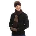 Men's Jacquard Knitted 100% Acrylic Warm Winter Luxury Fishing Beanie Hat and Scarf with Neck Warmer Touch Screen