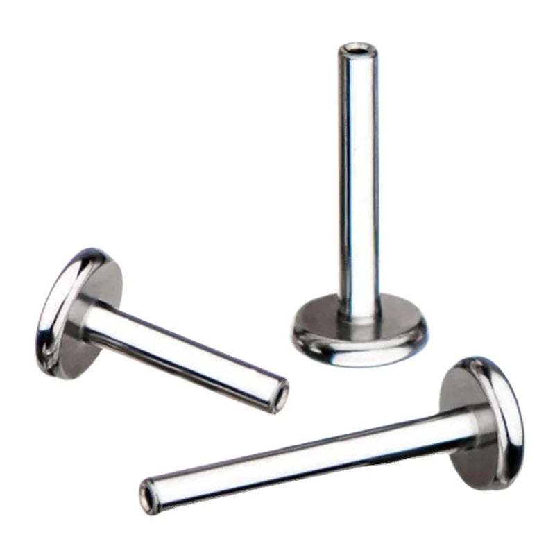 GZN ASTM F136 Titanium Internal Thread Labret and Threadless Labret Push Pin Post Pin 14G 16G 18G Piercing Jewelry Lip Ring