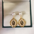 2024 New Retro Rose Style Genuine Freshwater Pearl Stud Earrings Fashion Jewelry Wholesale