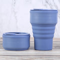 Custom Portable Travel Camping Folding Drinking Coffee Mug Reusable Silicone Collapsible Cup With Straw