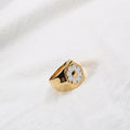 High End 18K Plain Gold Daisy Enamel  Rings Stainless Steel Trendy Simple Gold Plated Jewelry