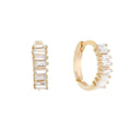Diamond baguette Huggie Earrings in Yellow Gold Women Sterling Silver Earrings Wholesale