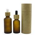 Customized Essential Oil Glass Empty Serum Bottle 30ml 50ml 100ml Frosted Brown Dropper Bottle with Bamboo Dropper