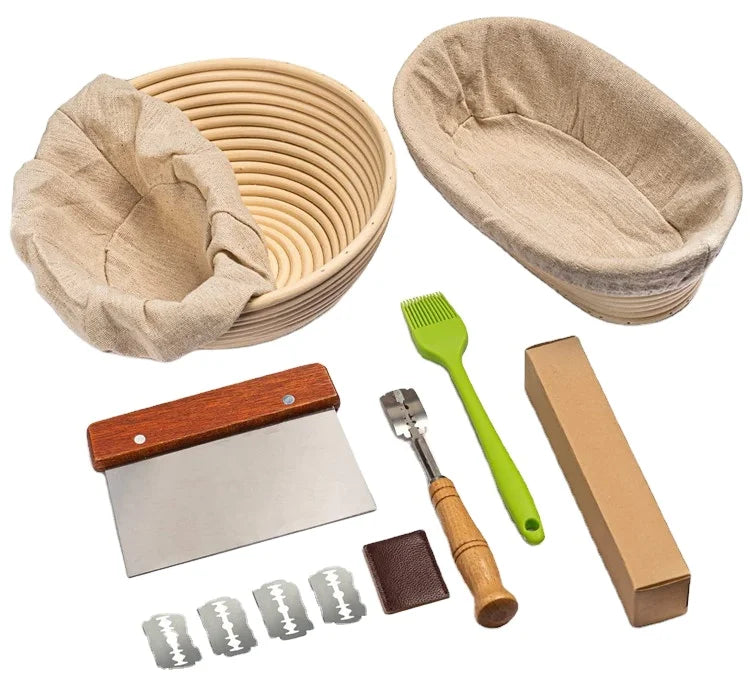 Wholesale Factory's 9 Inch Handwoven Rattan Bread Proofing Basket Set Hot Sale Backing Tools Gift Baskets Bulk for Baking Pastry