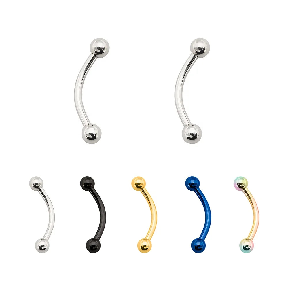 16G Surgical Steel Externally Threaded Eyebrow Curved Barbell Banana Piercings Ear Lip Ring Helix Piercing Jewelry