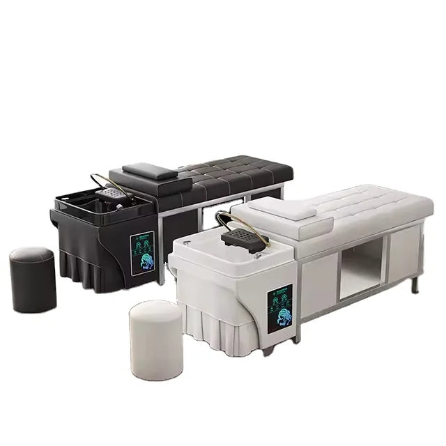 Beauty Salon Shampoo Head Spa Bed Backwash Unit Sink Station Washing Hair Shampoo Bed Bowls Sink and Chairs